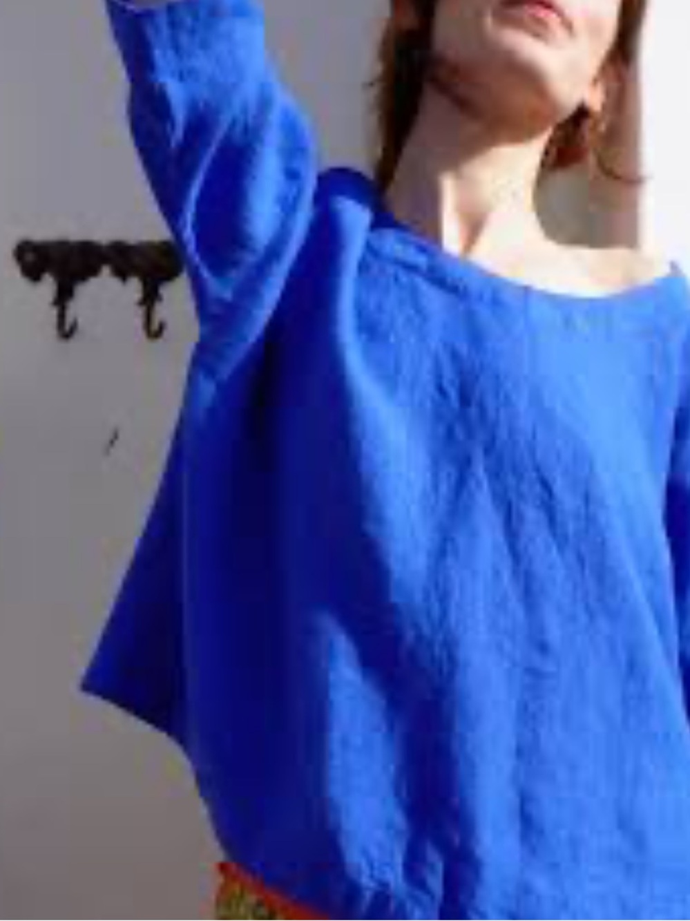 Bryn Walker Cobalt Royal Relaxed Blue 100% Linen Boatneck Oversized Top USA Made - Picture 3 of 14